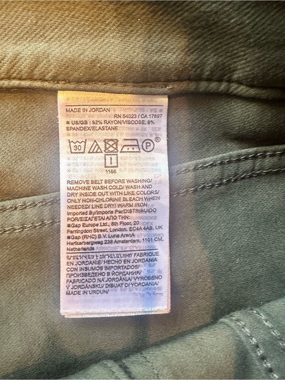 Banana Republic Olive Green Straight-Leg Belted Pants - Picture 8 of 8